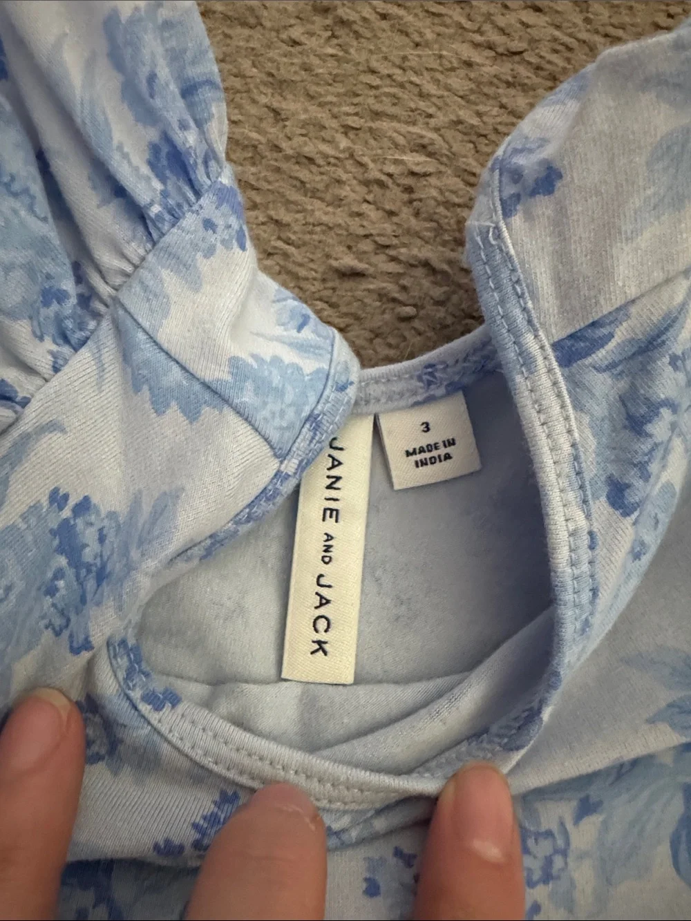 Janie & Jack Blue Floral Puff Sleeve Dress size 3